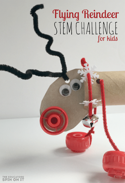 Flying Reindeer STEM Challenge for Kids. A eco friendly craft idea for kids for Christmas. See you can make their reindeer fly! 