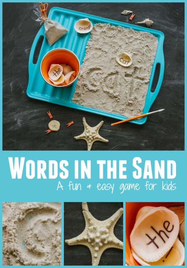 Kids Writing Game With Sand And Seashells