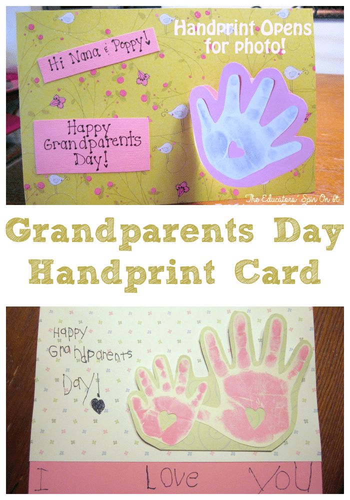 Handprint Card for Grandparents Day from The Educators' Spin On It