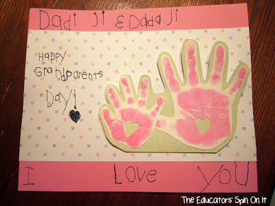 Grandparents Day Gift Idea with Handprint Card from The Educators' Spin On it