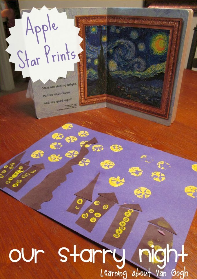 Apple Star Prints to Create Starry Night by Van Gogh - The Educators' Spin  On It