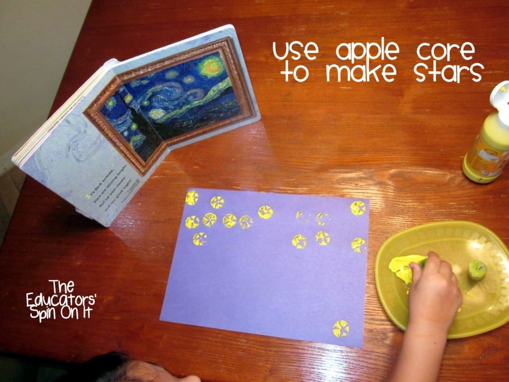 Using apple cores to make stars 