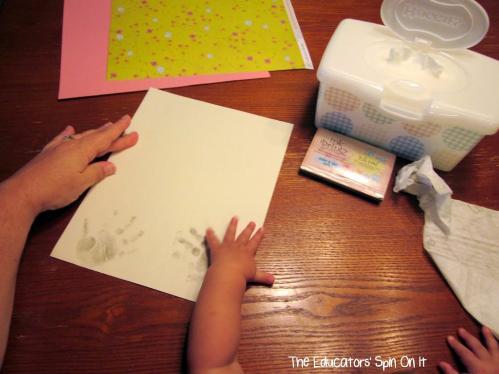 Using Kid Friendly Ink for Handprint Cards for Grandparents Day
