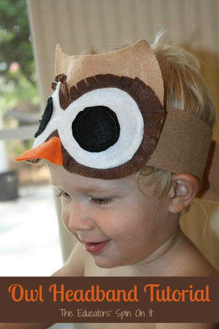 Super cute owl costume headband for kids to make and wear. Owl halloween, owl dress up, owl pretend play. 