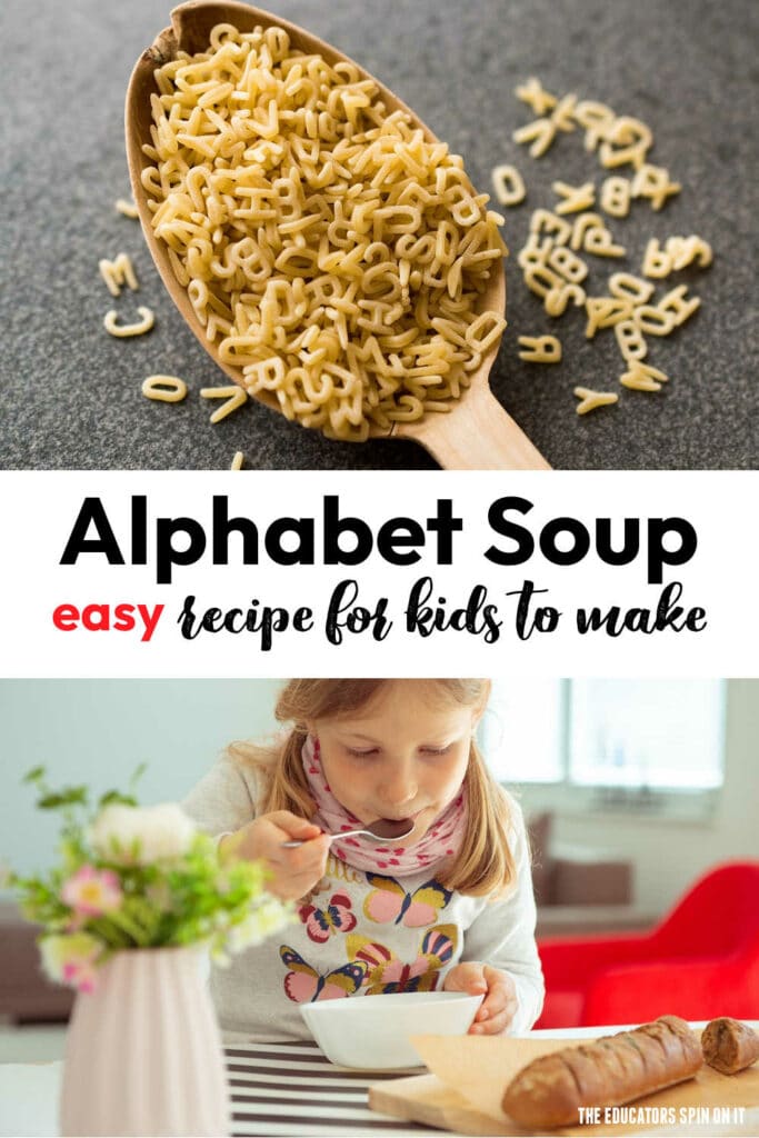 Alphabet Soup Recipe for Kids to Make. Includes cooking lesson plan for kids with books and activities too.