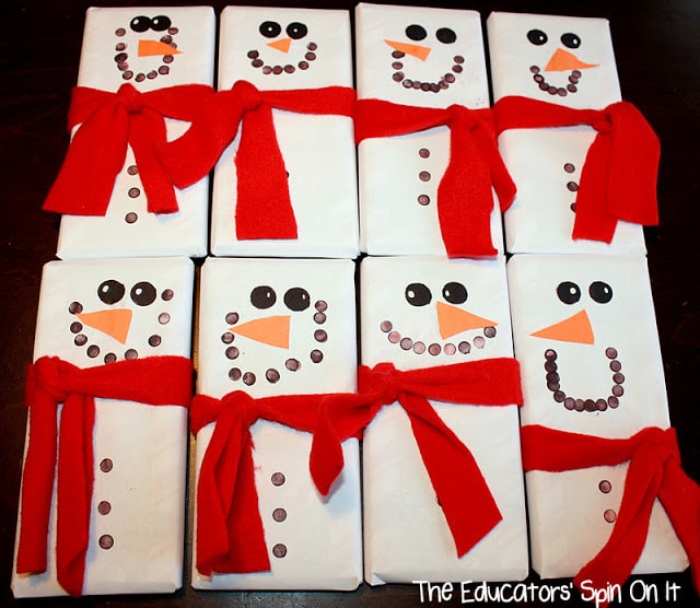 Create snowman chocolate bar for holiday gifts 