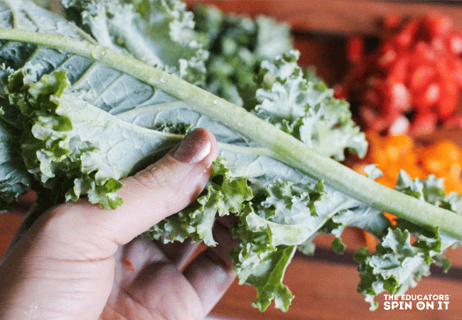 Remove the Kale Rib before chopping: Kale Pizza Tree Recipe