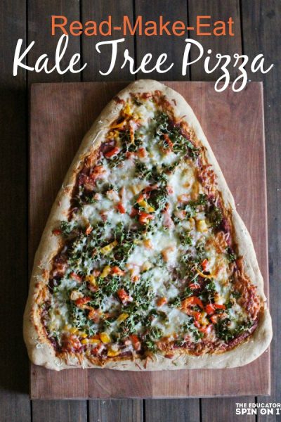 Kale Pizza Christmas Tree Recipe (10 of 10) - The Educators' Spin On It Kale Pizza Christmas Tree Recipe: Read a Christmas Tree Book with your kids, then head to the kitchen to make this healthy dinner together! Kids that cook with books.