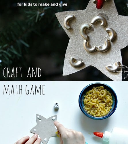 handmade star ornament with noodles for Christmas