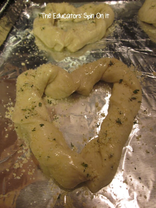 Heart Shaped Garlic Breadsticks for Valentine's Day 
