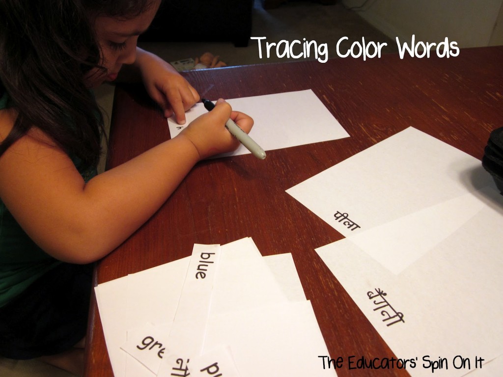 Making Color Words Activity with Kids and a new language