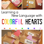 How to Make a Paper Bag Book with Kids. Learning a new language with Colorful Hearts.