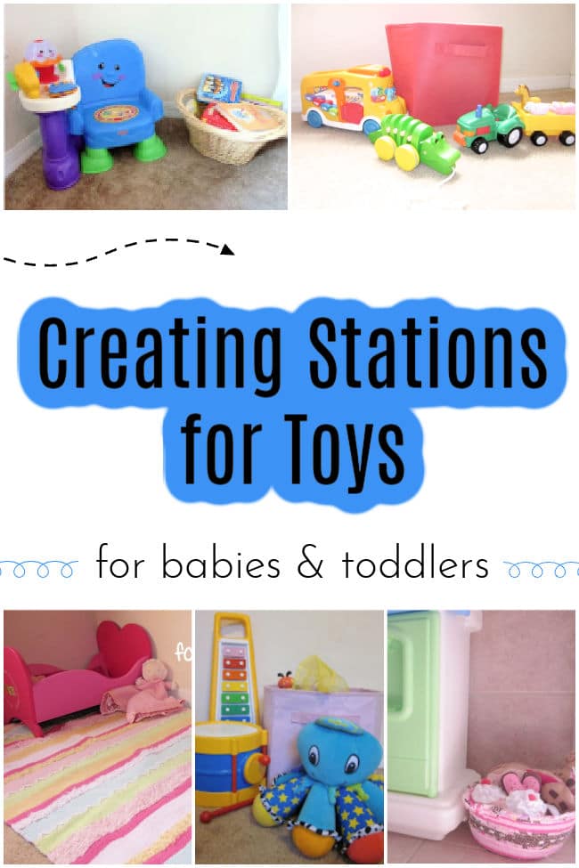 Creating stations for toy storage and playtime for toddlers and babies at home