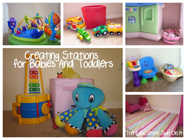 Ideas for Creating and Storing Toy Stations for Babies and Toddlers from The Educators' Spin On It