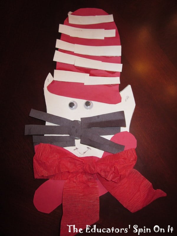 Making Cat in the Hat Craft for Dr. Seuss Week with Kids 