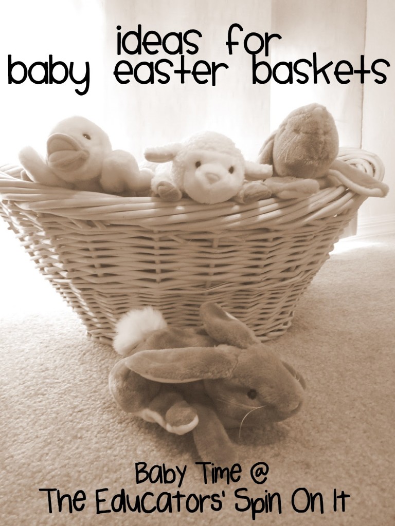 basket filled with spring puppets for baby easter basket Ideas