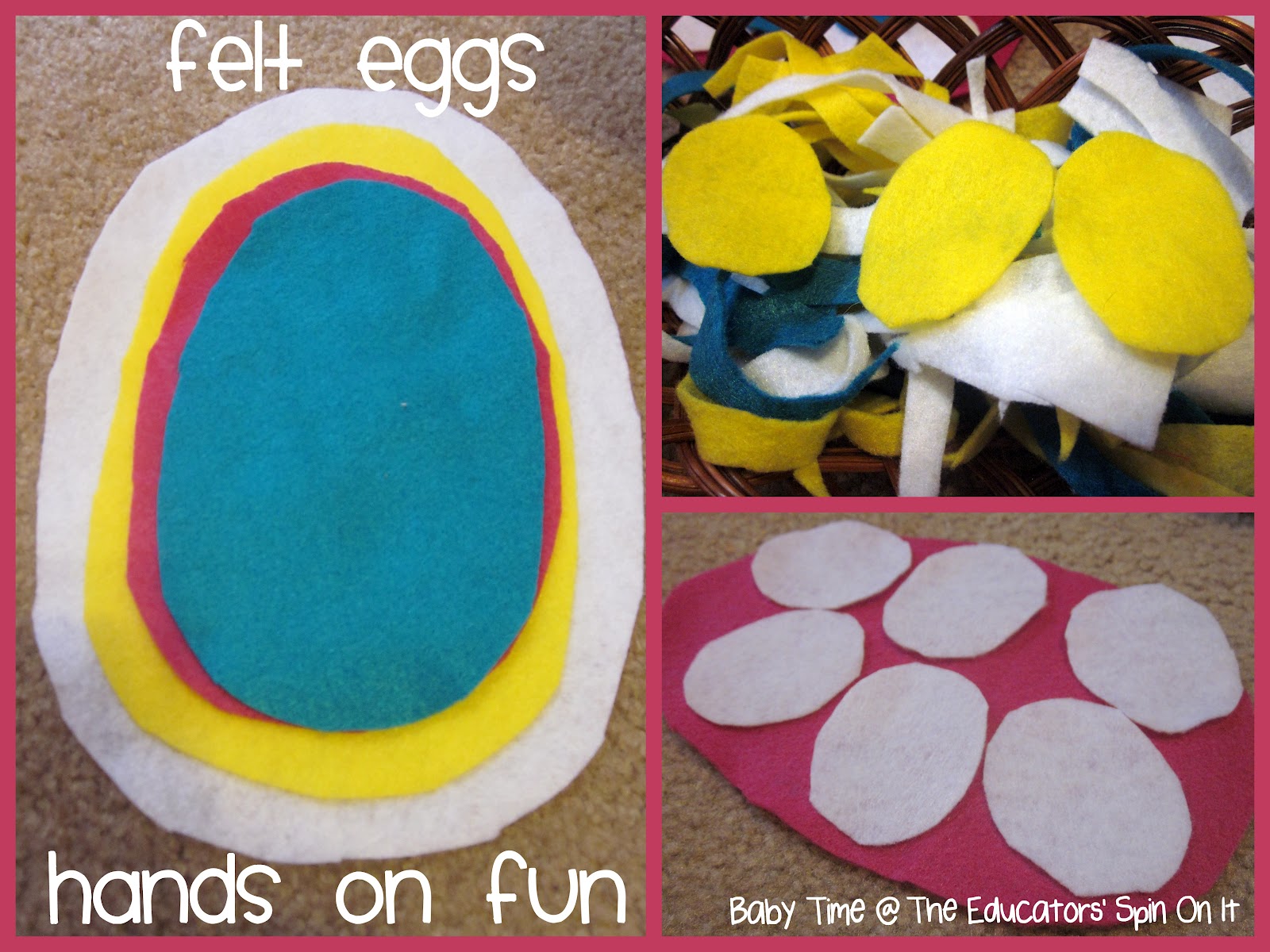 Eggs made from felt for toddler to play with for Easter Basket fun