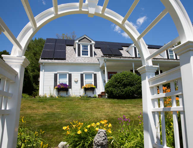 Solar Panels on Home in Garden