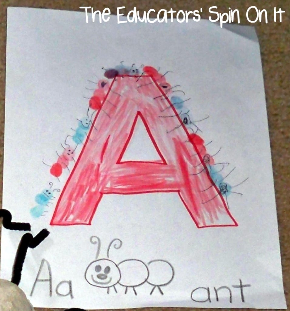 Letter A with Ant fingerprints 
