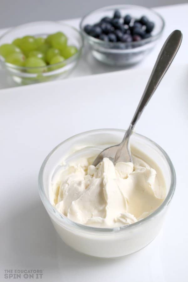 Earth Day Snack for Kids with Fruit and Cream Cheese Spread