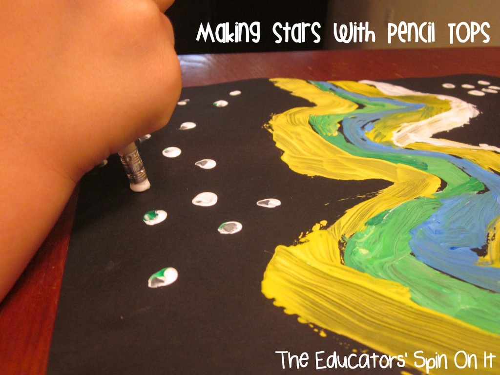 Painting Northern LIghts with Kids using recycled items 