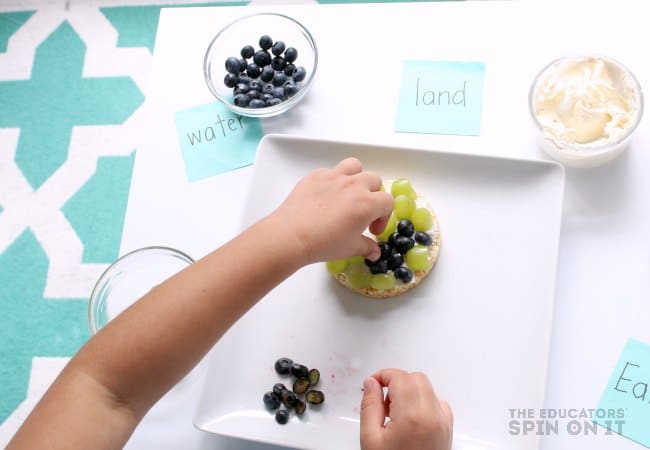 Kid Made Earth Day Fruit Snack with Grapes and Blueberries