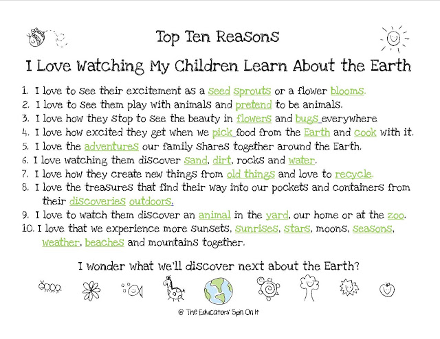 Top Ten Reasons I Love watching My Children Learn About the EArth