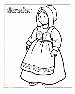 Multicultural Coloring: Sweden Worksheet