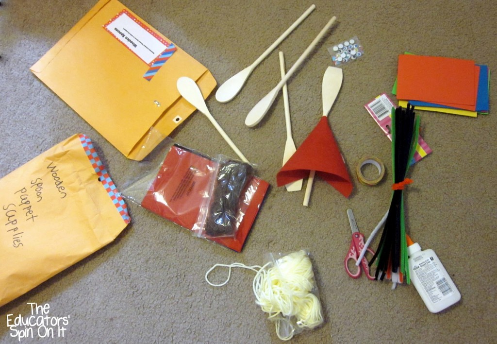 Supplies for Making Wooden Spoon Puppets 
