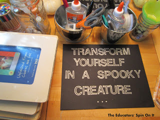 Make a spooky creature using a picture frame and craft items
