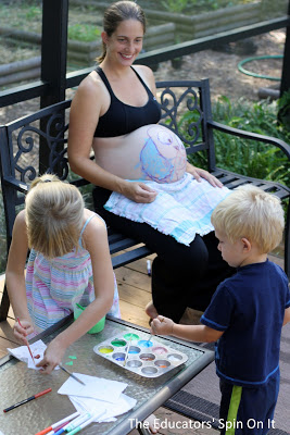 Pregnancy Belly Painting Idea for Siblings for Expecting Moms