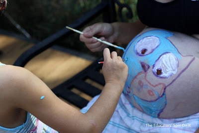 Pregnancy Belly Painting with Siblings 