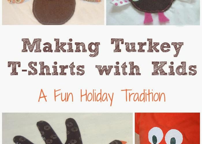 Making Turkey T-shirts with Kids for Thanksgiving.