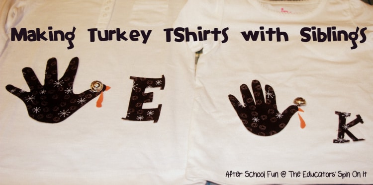 Making Turkey T-shirts with siblings