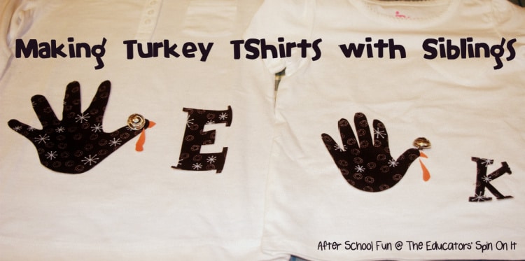 Making Turkey T-shirts with siblings 
