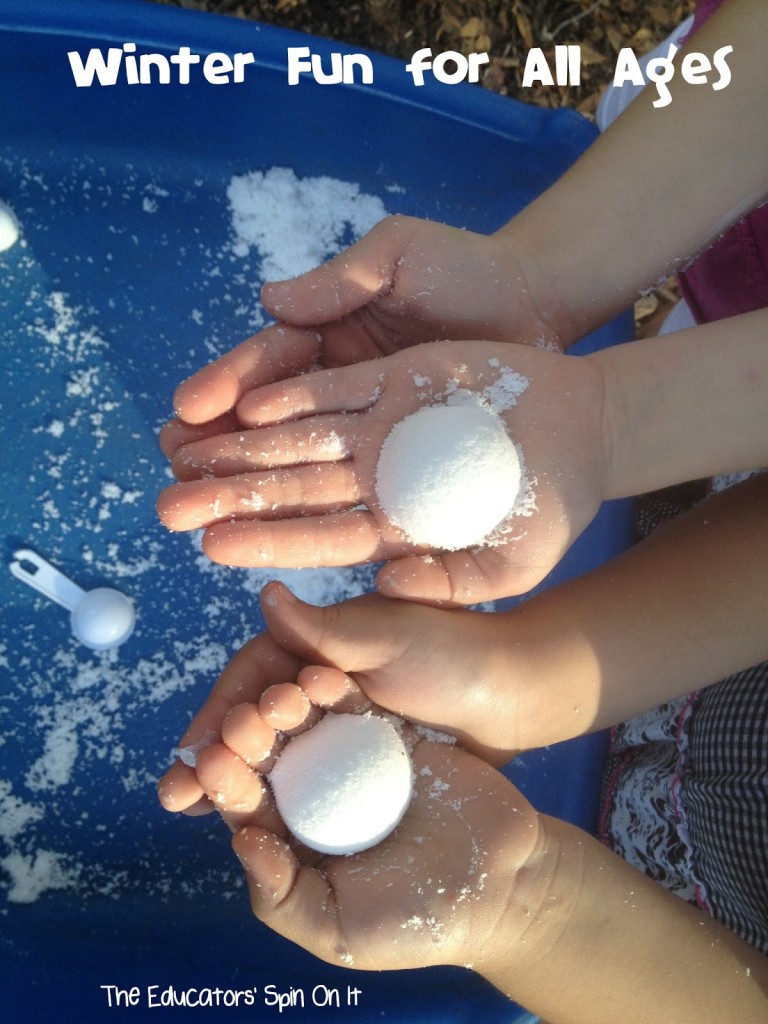 Playing with Instant Snow! A fun idea for playdates with kids. 
