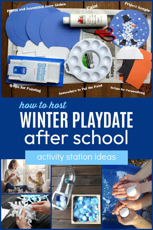 How to Host a Winter Playdate After School with Friends! Includes activity station ideas, crafts and more!