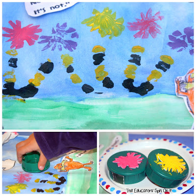 Handprint Truffula Trees inspired by Dr. Seuss's Book The Lorax