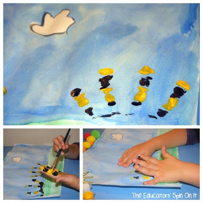 Handprint Truffula Trees inspired by Dr. Seuss's Book The Lorax