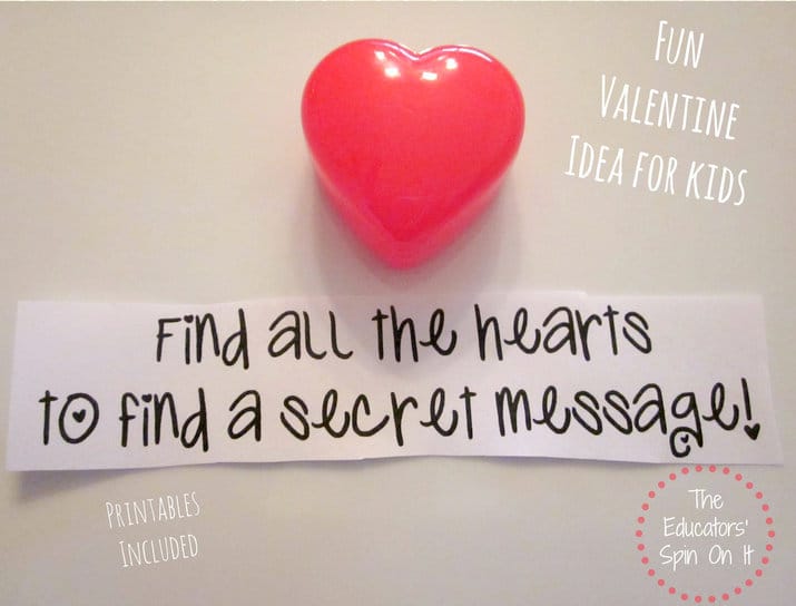 Secret Message Hearts for Kids Scavenger Hunt 