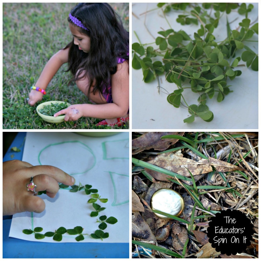 child picking clovers for making shapes