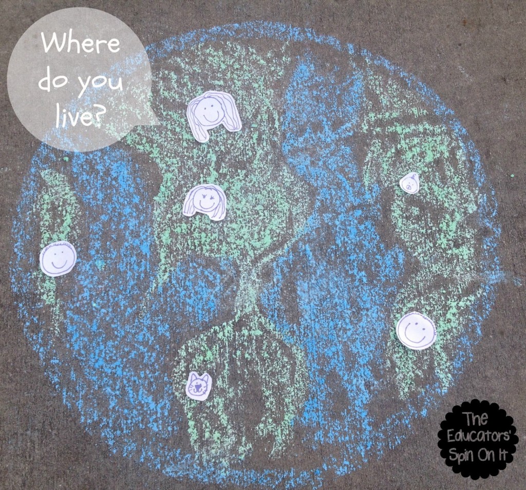 Learning About the Earth with kids and chalk.