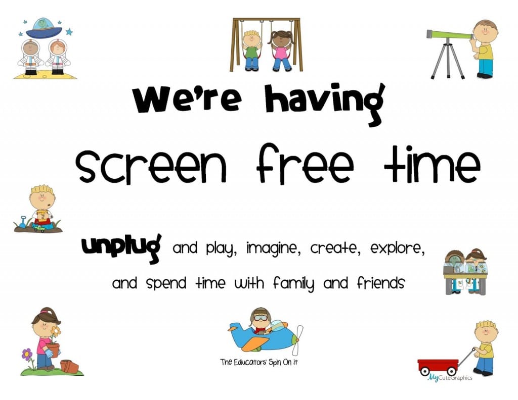 We're Having Screen Free Time Printable for Visual Reminder for Kids 