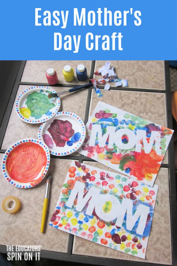 Paint with image of MOM using Paint Resist for easy Mother's Day craft