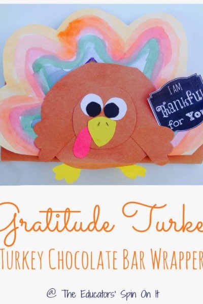 Gratitude Turkey Art Project for a Handmade Chocolate Bar Wrapper