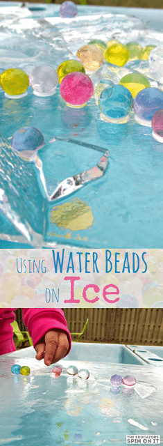 Using Water Beads on Ice, a playful winter STEM activity for Kids! 