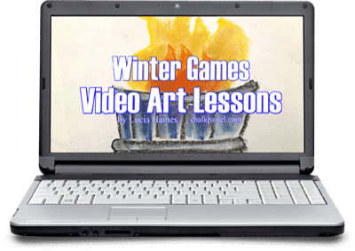 Winter Games Video Art Lessons on computer with Olympic Torch