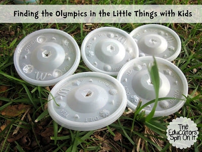Using cup lids to create Olympic rings