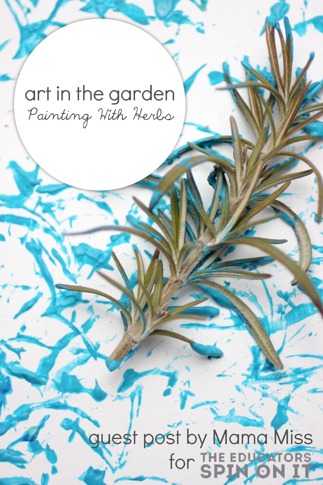 Painting with herbs in the garden, art connections with kids