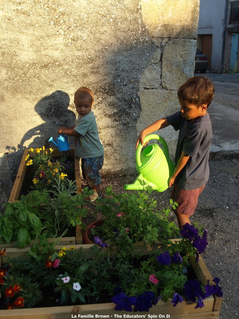 Watering Plants with Kids 